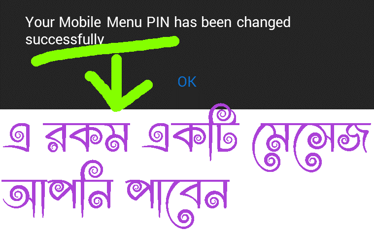 bkash pin reset confirmation message
